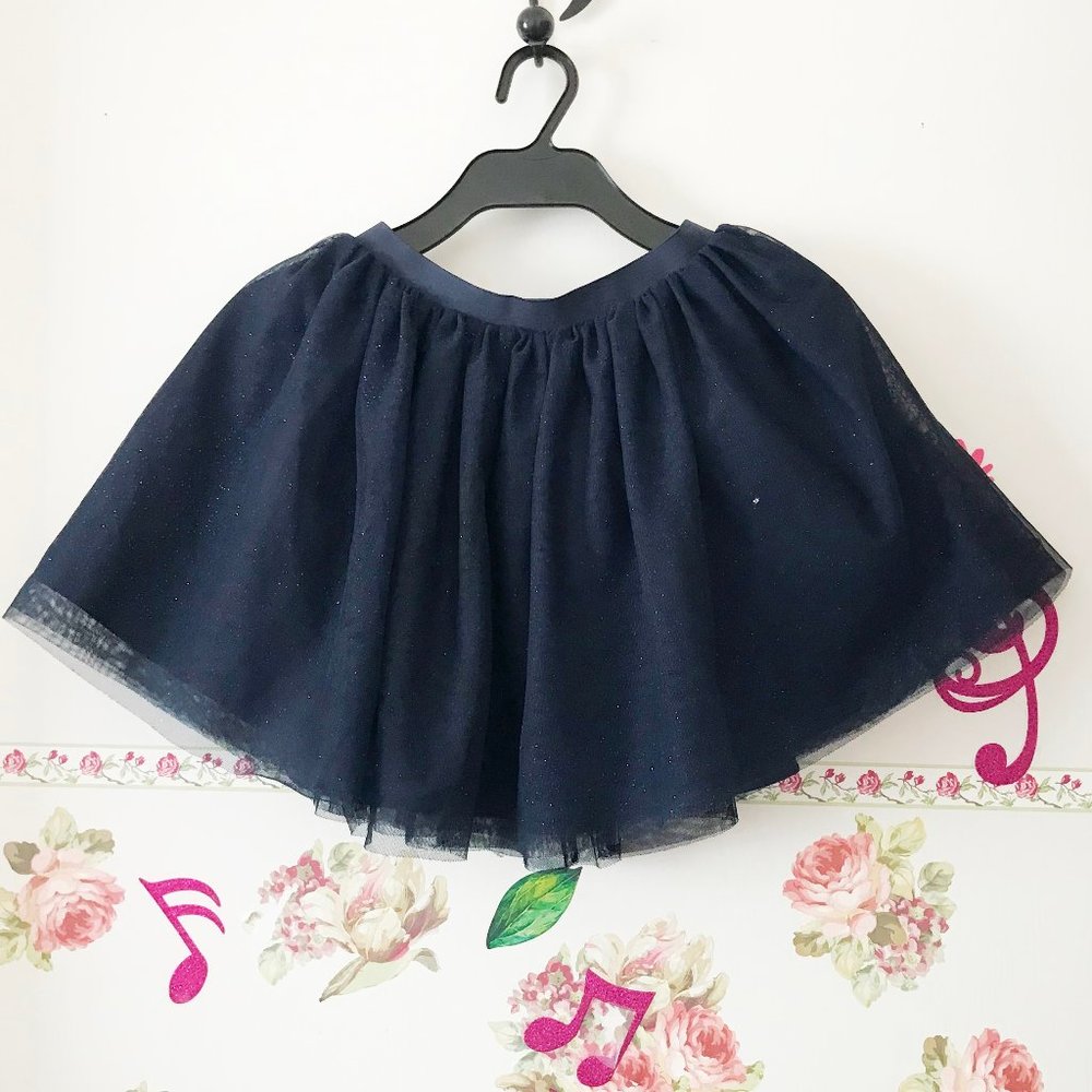 H&M Sparkly Navy Blue Tulle Layered Flared Skirt 6-8 Girls